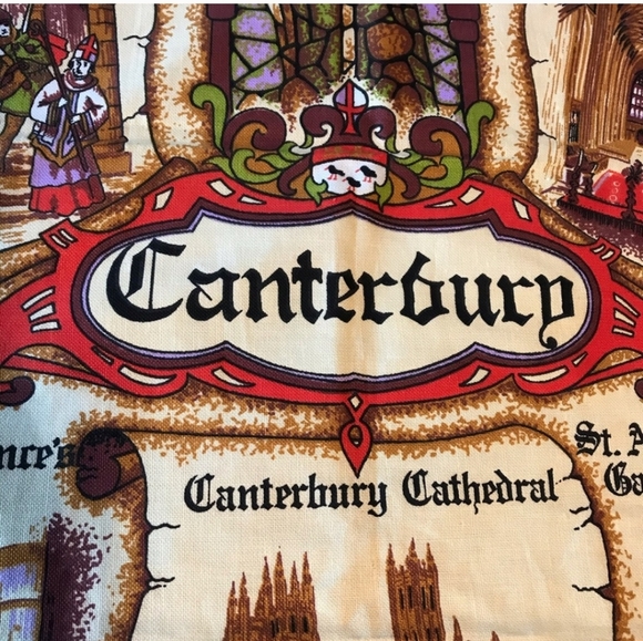 Vintage Canterbury Souvenir Linen Tea Towel - Picture 2 of 8
